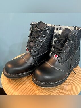 South Pole Black Ankle Boots with Camo Trim